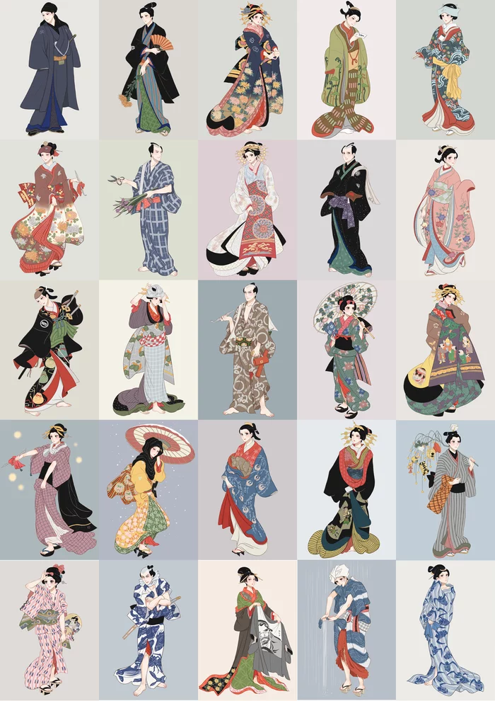 Edo period - Anime, Anime art, Art, Original character, Japan, Kimono, Прическа
