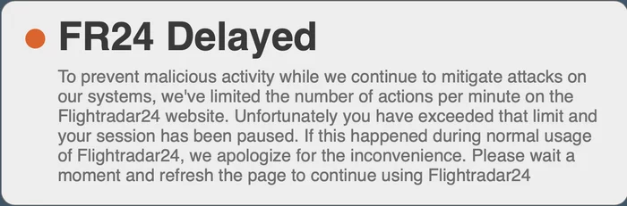 Flightradar24.com delayed - Flightradar24, DDoS, Screenshot, Machine translate