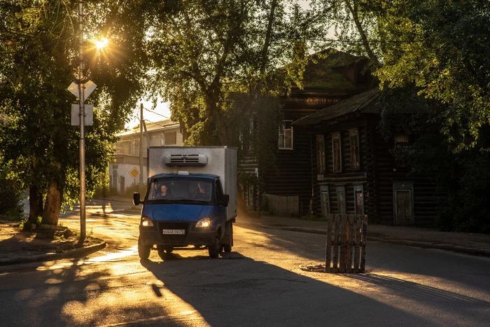 morning city - My, The photo, Tomsk, Siberia, Town, Morning, cat, Longpost