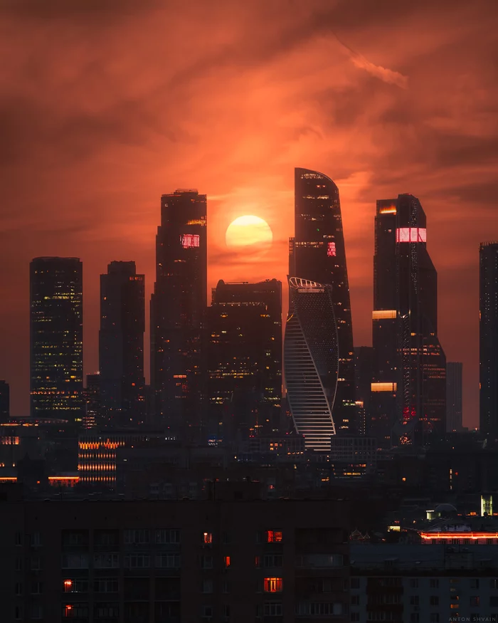 Mordor city - My, The photo, Moscow, Capital, Sunset, Moscow City, Landscape, Skyscrapers, Towers, City