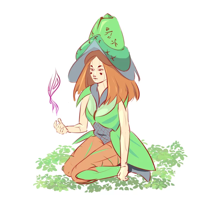 green witch - My, Digital drawing, Witches, Magic, Concept, Longpost