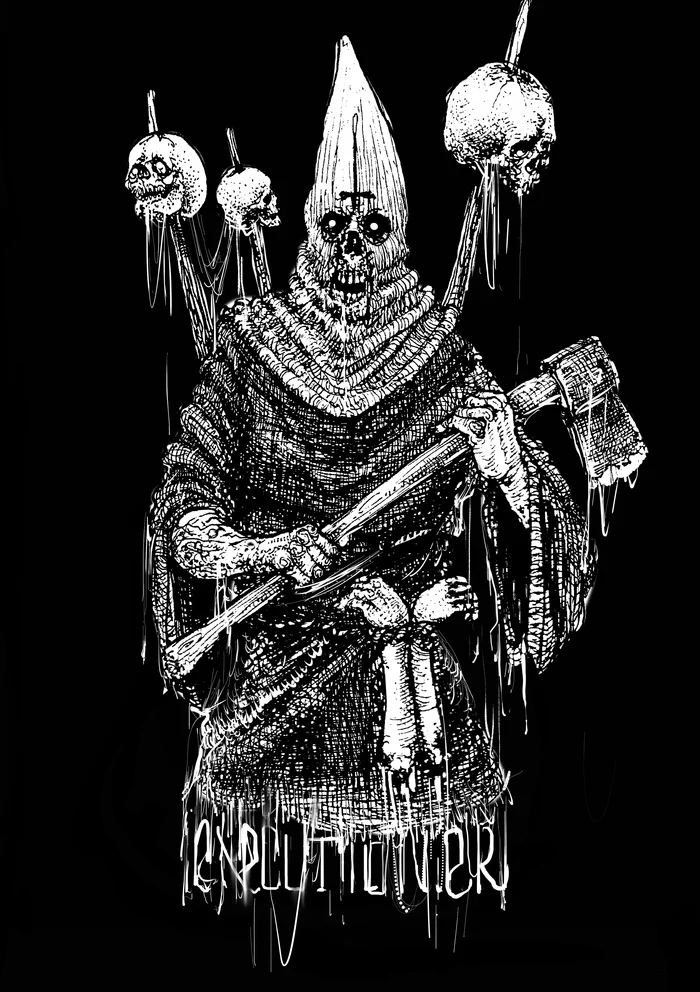 Executioner - Моё, Рисунок, Графика, Digital, Скетч, Death Metal, Арт