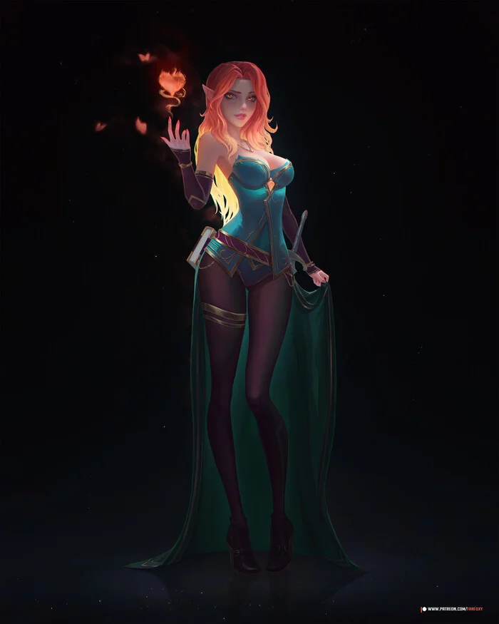 Sorceress - Арт, Artstation, Фэнтези, Девушки, Маг, Fanfoxy