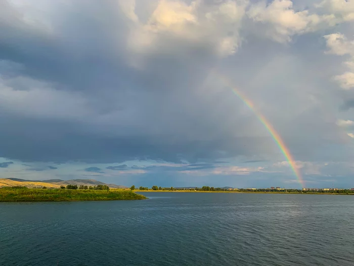 After rain on Thursday - My, Rainbow, beauty of nature, Mobile photography, Siberia, Weather, Water