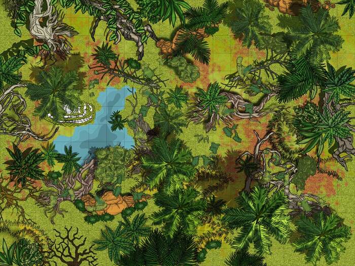 Map for NRI. Jungle lake. 20x18 - My, Our NRI, RPG, Board games, Dungeons & dragons, Dnd 5, Longpost, Cards