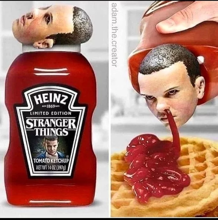Very strange ketchup - Ketchup, Heinz, TV series Stranger Things, Design, Eleven_very strange things, Eleven (Stranger Things)