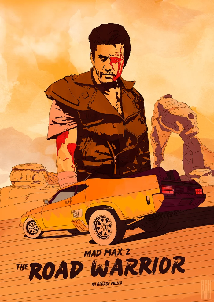 Alternative poster for Mad Max: Road Warrior - My, Art, Drawing, Poster, Movie Posters, Crazy Max, Longpost