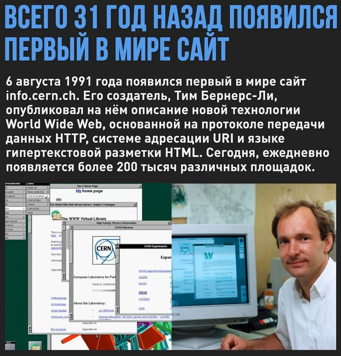 Первый сайт появился 31 год назад - Моё, Компьютер, Сайт, История, Тим бернерс-ли, Интернет, Картинка с текстом