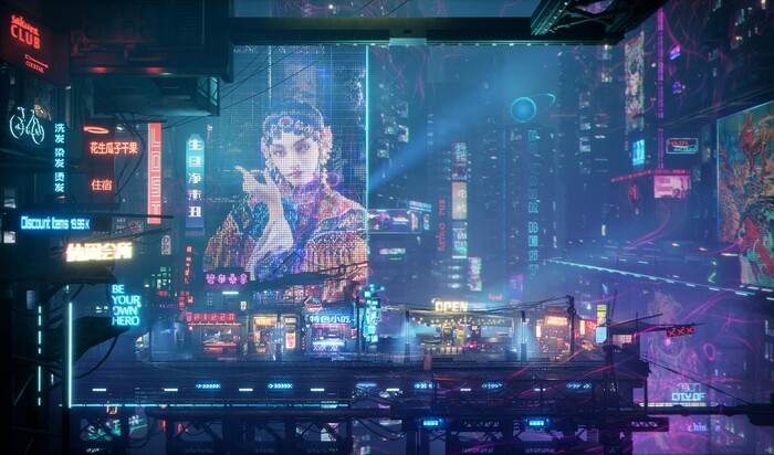 Cyberpunk City , ArtStation, , , 3D, ,  , 