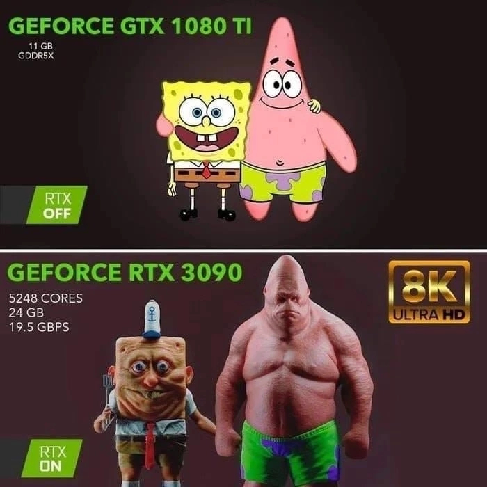 Not sure if I need a powerful vidyuha - Humor, Picture with text, Nvidia RTX, Video card, SpongeBob