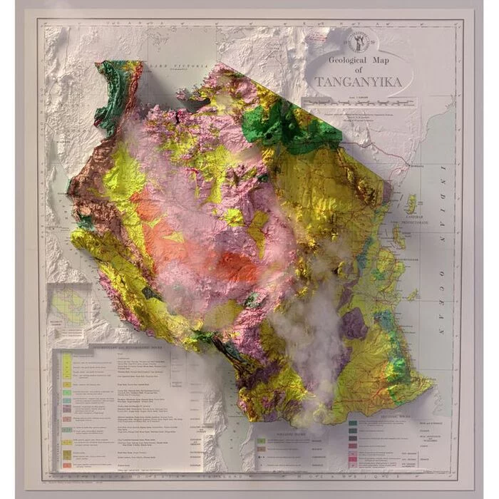 Volumetric map of Tanganyika - Cards, Tanzania, Tanganyika