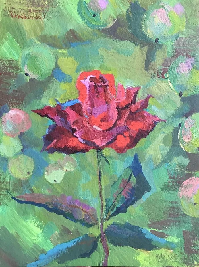 In the country - My, Luboff00, Tempera, Acrylic, Painting, the Rose
