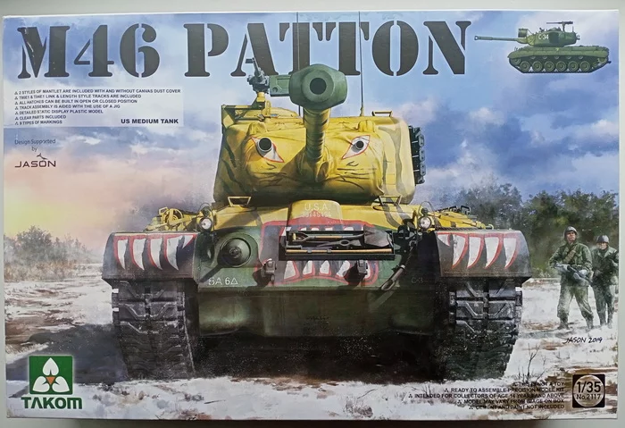 M46 Patton (1/35 Takom). Assembly notes - My, Stand modeling, Modeling, Scale model, Hobby, Miniature, Painting miniatures, With your own hands, Needlework with process, Needlework, Prefabricated model, Assembly, Airbrushing, Overview, USA, Tanks, Cold war, Korean war, Armored vehicles, Patton, Tiger, Longpost