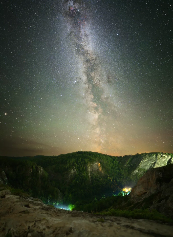 August night sky - My, Ural, Southern Urals, Milky Way, Night, Starry sky, Bashkortostan, Muradymovskoye Gorge, Nikon, Landscape, August