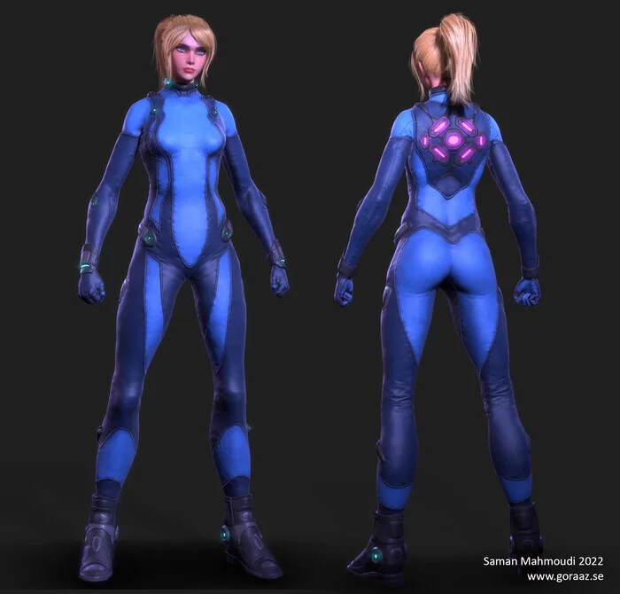 Samus Aran - Арт, Artstation, Игры, Metroid, Samus Aran, 3D, Видео, Без звука, Длиннопост