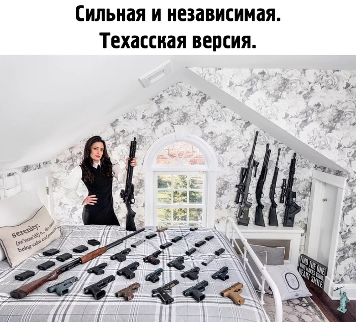 Perhaps she also has 40 cats, but in another room - Weapon, Humor, Picture with text, Pistols, Gun, Rifle, Women, 40 cats