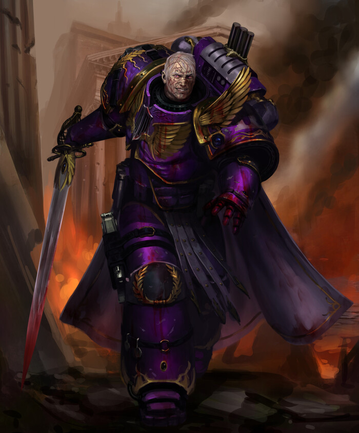 Lucius the Eternal by George Earl Abalayan Warhammer 40k, Warhammer 30k, Horus Heresy, Lucius The Eternal, Emperor`s Children, Wh Art, 