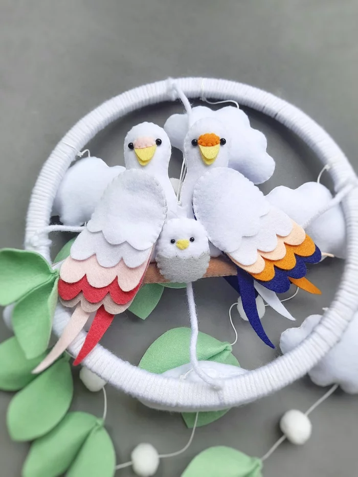 parrot family - My, Needlework without process, Soft toy, Toys, A parrot, Family, Decor