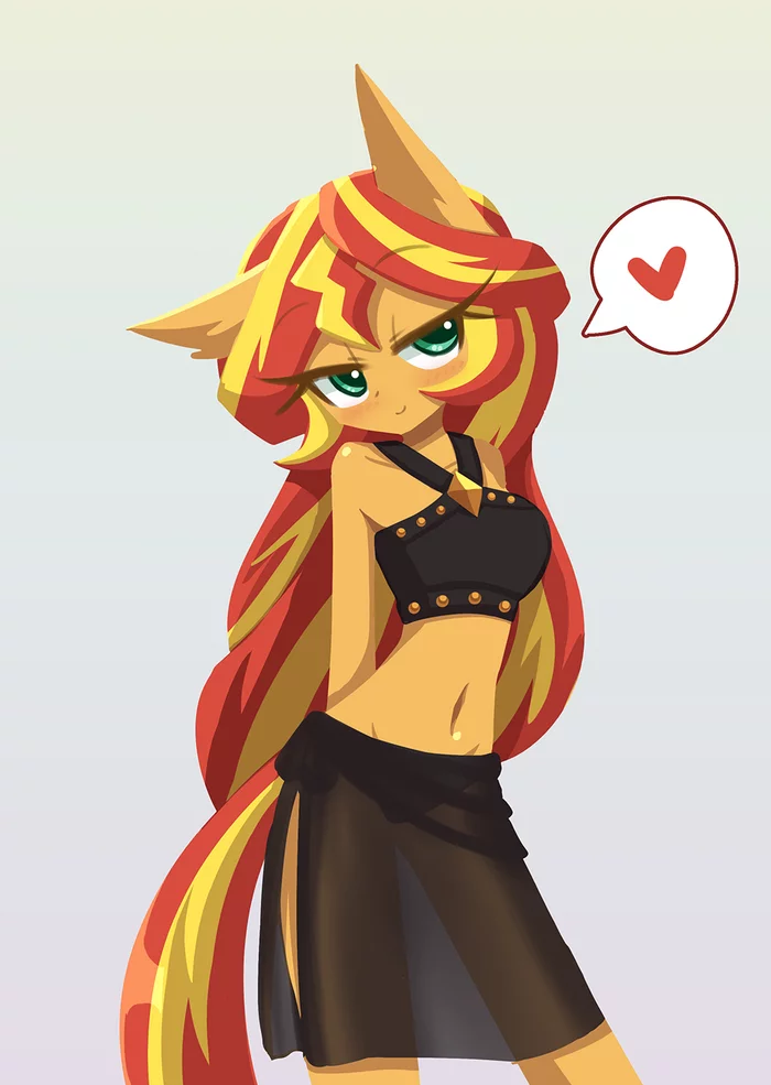 Shameless Sunset - NSFW, My little pony, PonyArt, Sunset shimmer, MLP Suggestive, Longpost, Equestria girls, Anthro, Howxu