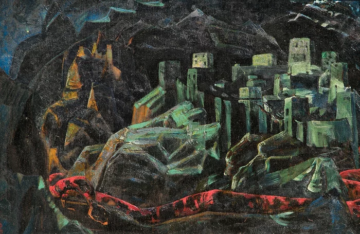 doomed city - Art, Town, Symbolism, Nicholas Roerich, Painting, 1914, Strugatsky