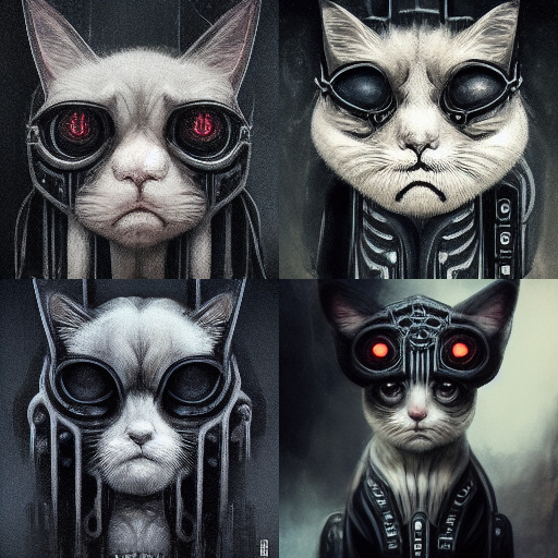 Giger style cyberpunk cats by Midjourney neural network - My, Art, Midjourney, Нейронные сети, Hyde, Discord, cat