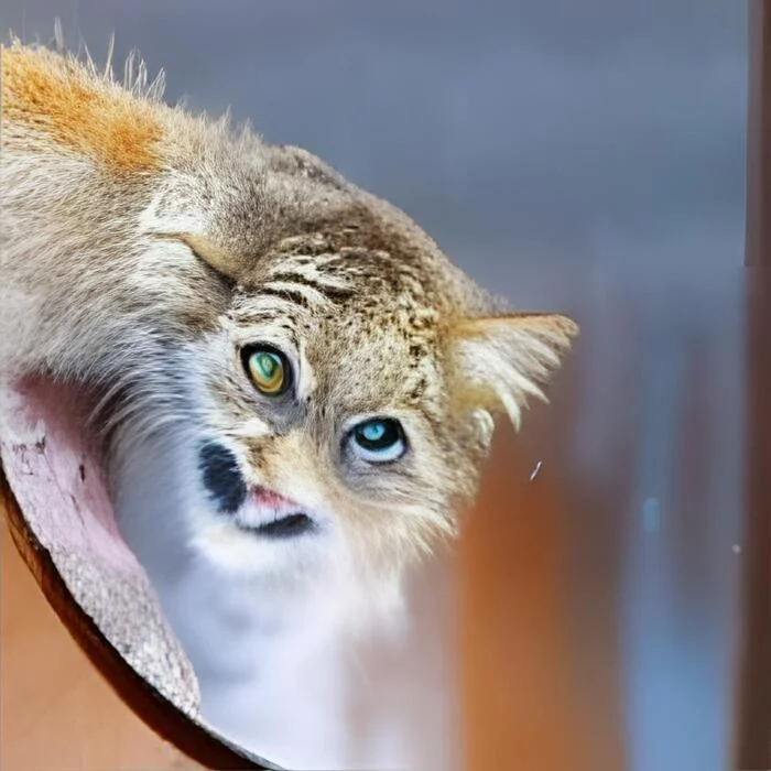 Stroke, woolen cat love - Pallas' cat, Pet the cat