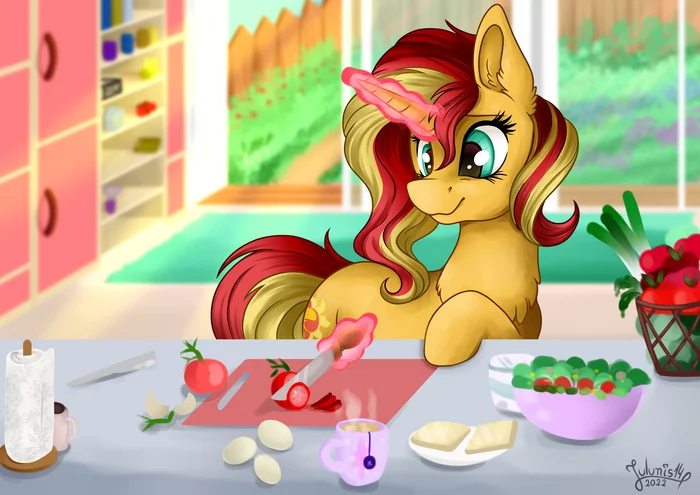 Cooking - PonyArt, My little pony, Sunset shimmer, Julunis14