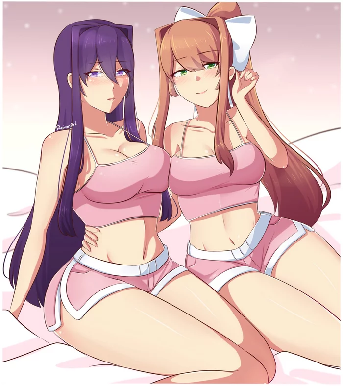 Overnight stay - Doki Doki Literature Club, Yuri DDLC, Monika, Anime art, Anime, Visual novel