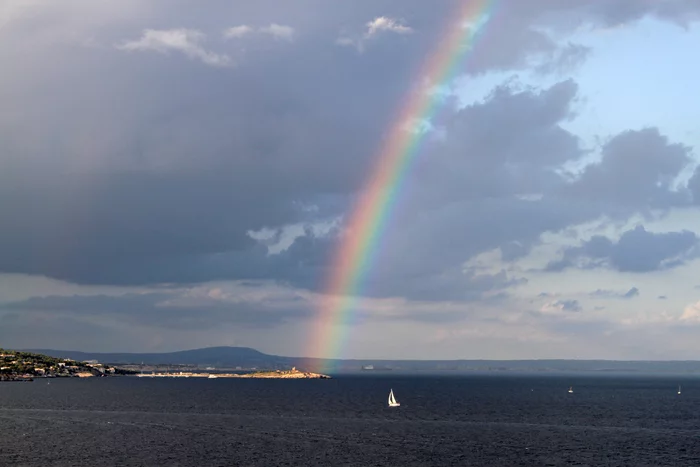I'll add a rainbow spoon too - My, Rainbow, Yacht, Mediterranean Sea, Clouds, Majorca
