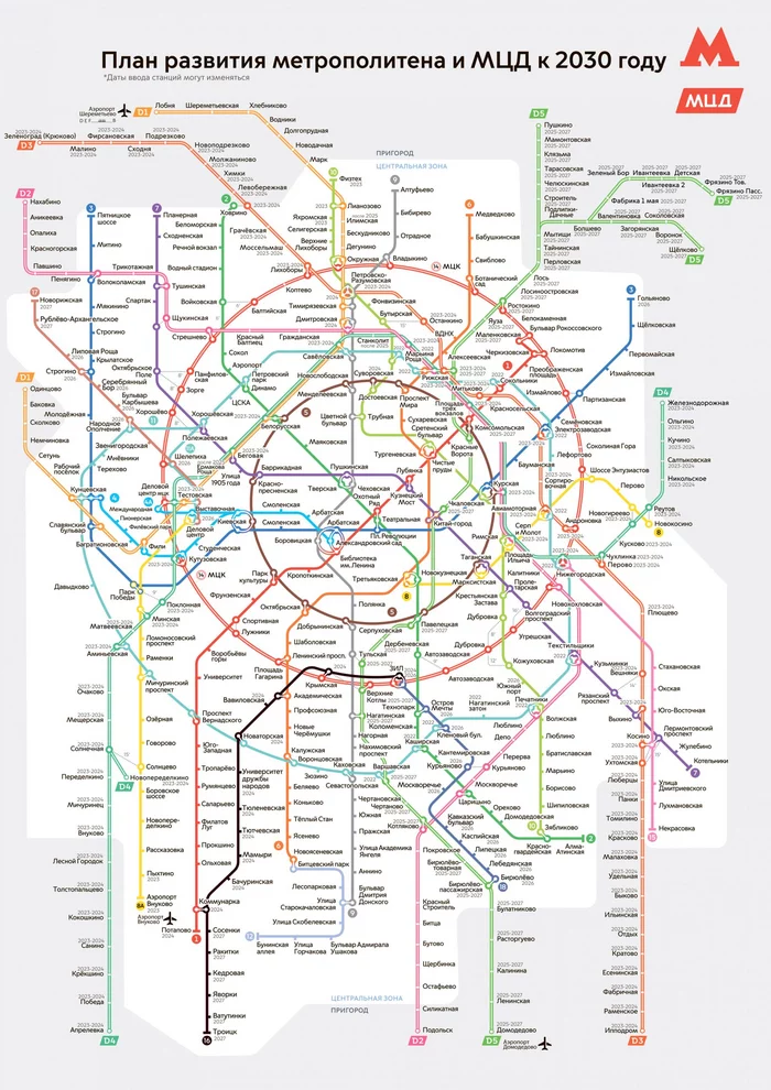 Metro and MCD development map until 2030 - Metro, Development, Plan, Scheme, Moscow, Moscow region, WDC