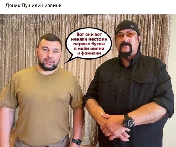 Seagal came for a reason - Picture with text, Humor, Subtle humor, Steven Seagal, Denis Pushilin, Politics