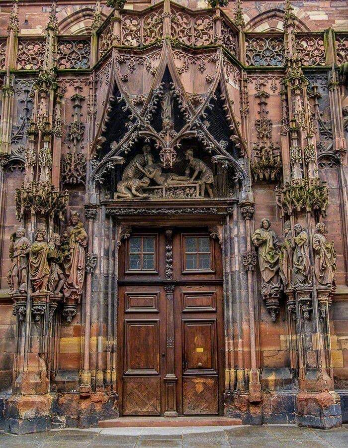 Side entrance to Strasbourg Cathedral, France - Strasbourg, France, The cathedral, Gothic, Architecture