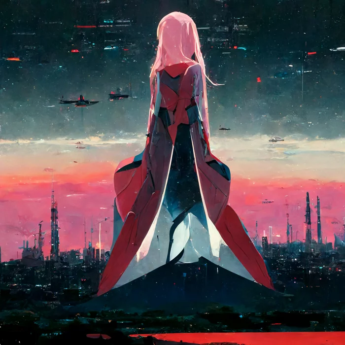 Darling in the Franxx by Midjourney - Аниме, Anime Art, Darling in the Franxx, Zero Two, Midjourney, Нейронные сети