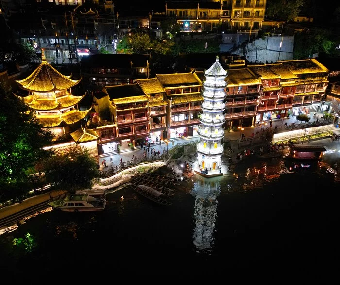  / Longpost, Drone, Night, China, Mobile photography, The photo, Asia, River, Architecture, Town, Tourism, Travels, My