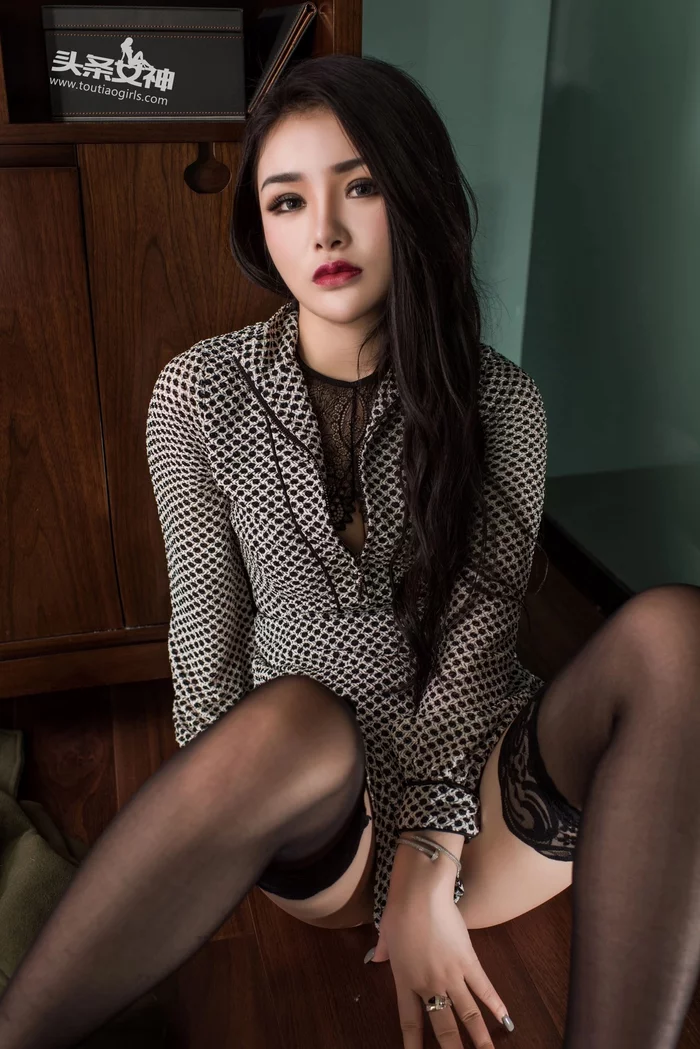 Chen Yuxi - NSFW, Stockings, Asian, The photo, Garters, Longpost, High heels