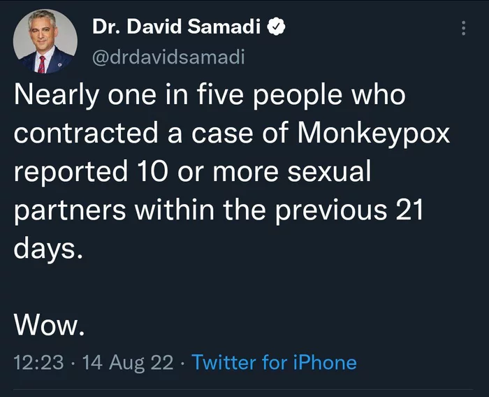One in five people with monkeypox reported having more than 10 sexual partners in the past 21 days - Twitter, Screenshot, Monkeypox, Sex