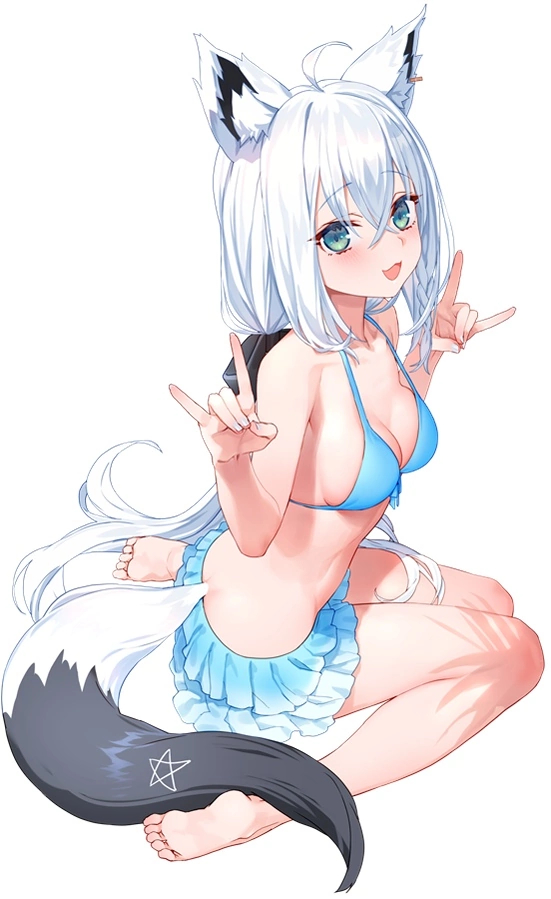 Shirakami fubuki - NSFW, Anime, Anime art, Shirakami fubuki, Ookami Mio, Longpost, Animal ears