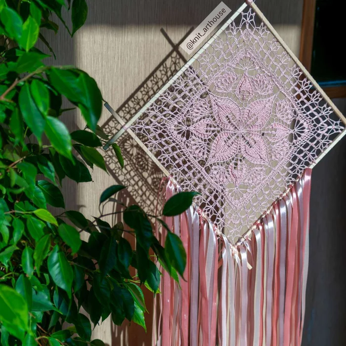 Napkin dream catcher - My, Dreamcatcher, Needlework without process, Needlework, Panel, Interior, Interior Design, Longpost