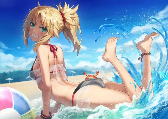 Continuation of the post On the Beach - NSFW, Tonee, Art, Anime, Anime art, Hand-drawn erotica, Fate, Fate apocrypha, Mordred, Reply to post