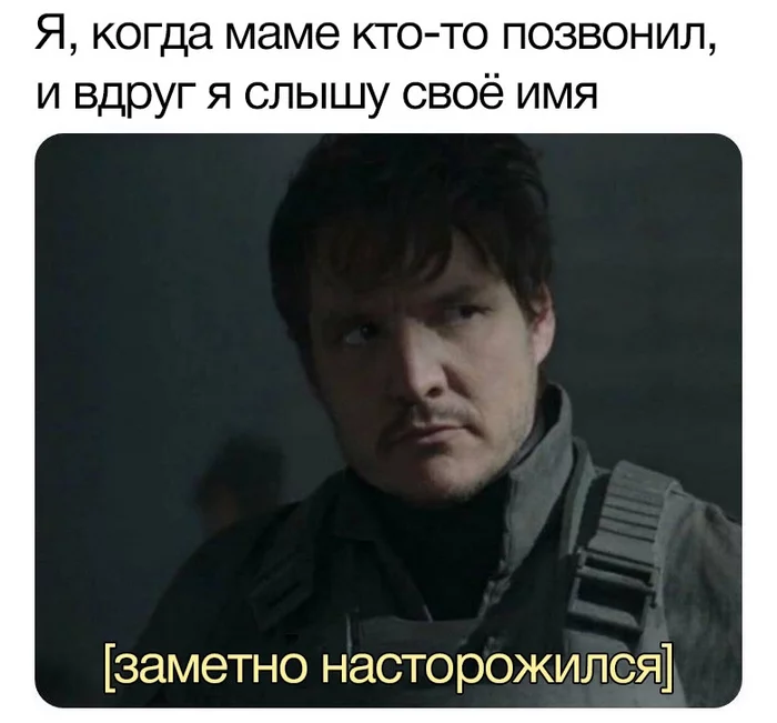 anxious - Humor, Picture with text, Memes, Pedro Pascal, Phone call, Talk, Mum, Names, Alertness