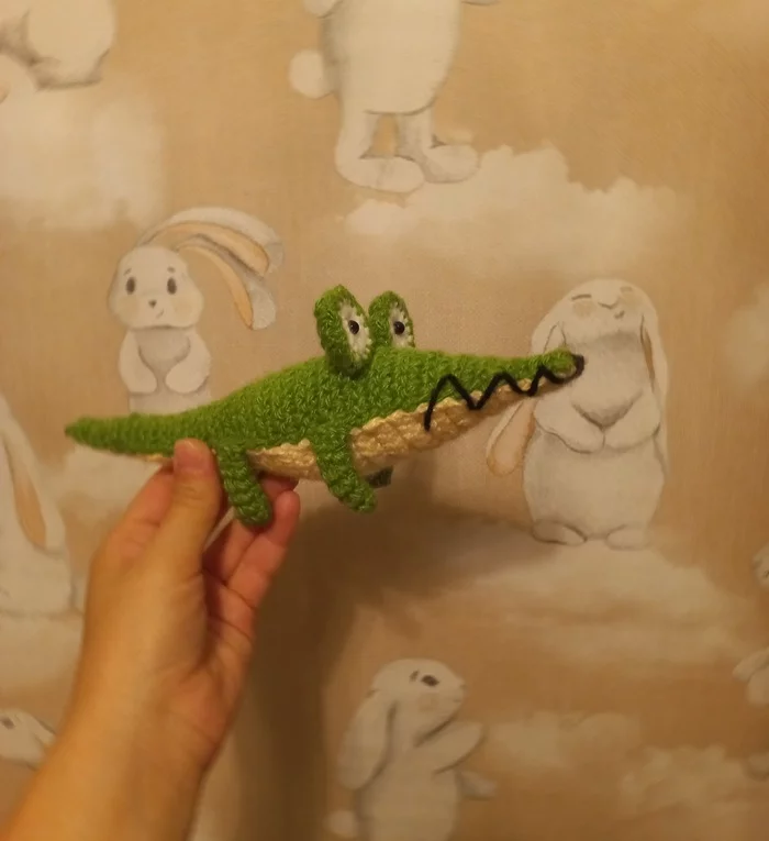 crocodile - My, Crochet, Crocodiles, The photo, Needlework without process, Longpost