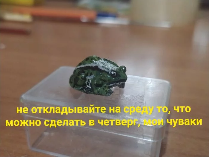 It's Wednesday my dudes! - Handmade, Лепка, Author's toy, Frogs, Wednesday, Plasticine, Needlework without process, Miniature, Longpost