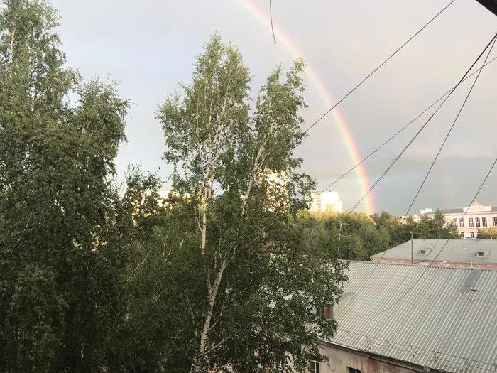 Double Rainbow - My, Rainbow, Double Rainbow, View from the window, Mobile photography