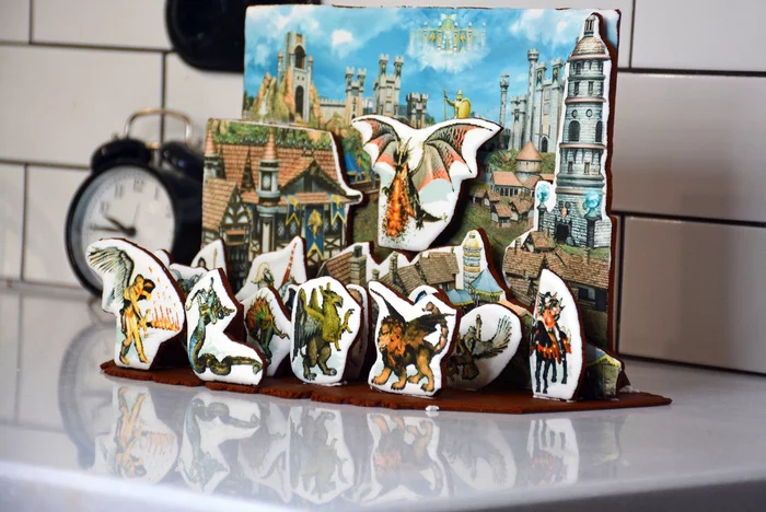 Gingerbread diorama Battle at the Castle - My, Герои меча и магии, Gingerbread, HOMM III, Food-grade paints, Lock, Dungeon, Longpost