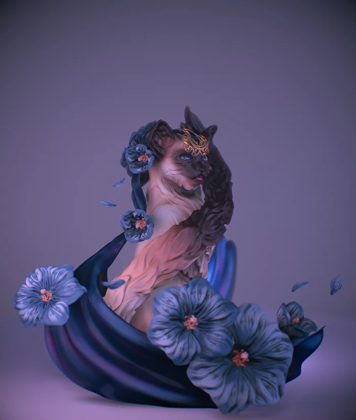 Purple - My, cat, Art, 3D modeling