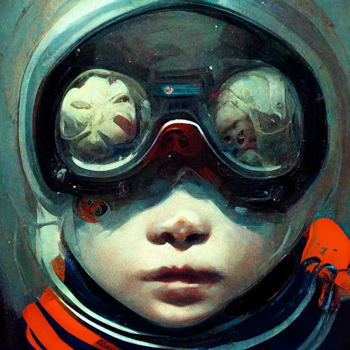 По мотивам короткометражки “Orbit Ever After“ - Моё, Рисунок, Цифровой рисунок, Абстракция, Космос, Космонавты, Длиннопост