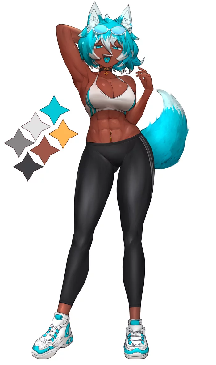 Sporty - NSFW, Strong girl, Art, Girls, Muscleart, Anime, Anime art, Boobs, Hand-drawn erotica, Animal ears, Fitonyashka, Longpost