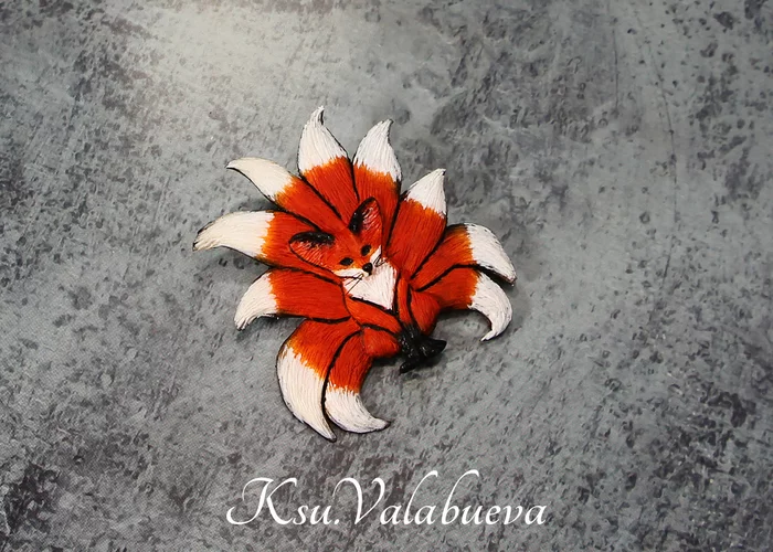 kitsune - My, Polymer clay, Fox, Kitsune, Лепка, Brooch, Handmade, Needlework, Needlework without process, With your own hands