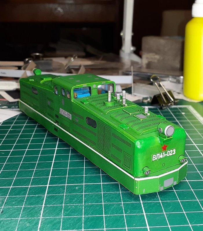 Paper model of the Soviet Shunting Industrial Electric Locomotive VL41. Part 2 - My, A train, Hobby, 3D modeling, Papercraft, Longpost