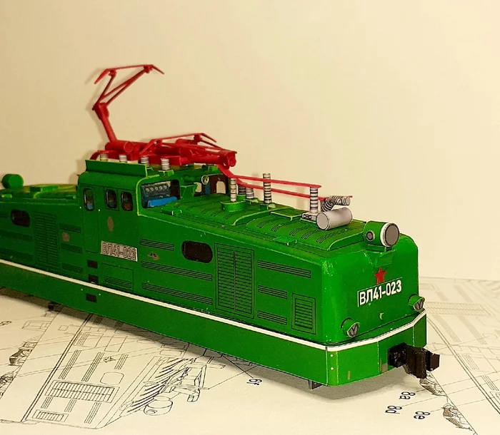 Paper model of the Soviet Shunting Industrial Electric Locomotive VL41. Part 2 - My, A train, Hobby, 3D modeling, Papercraft, Longpost